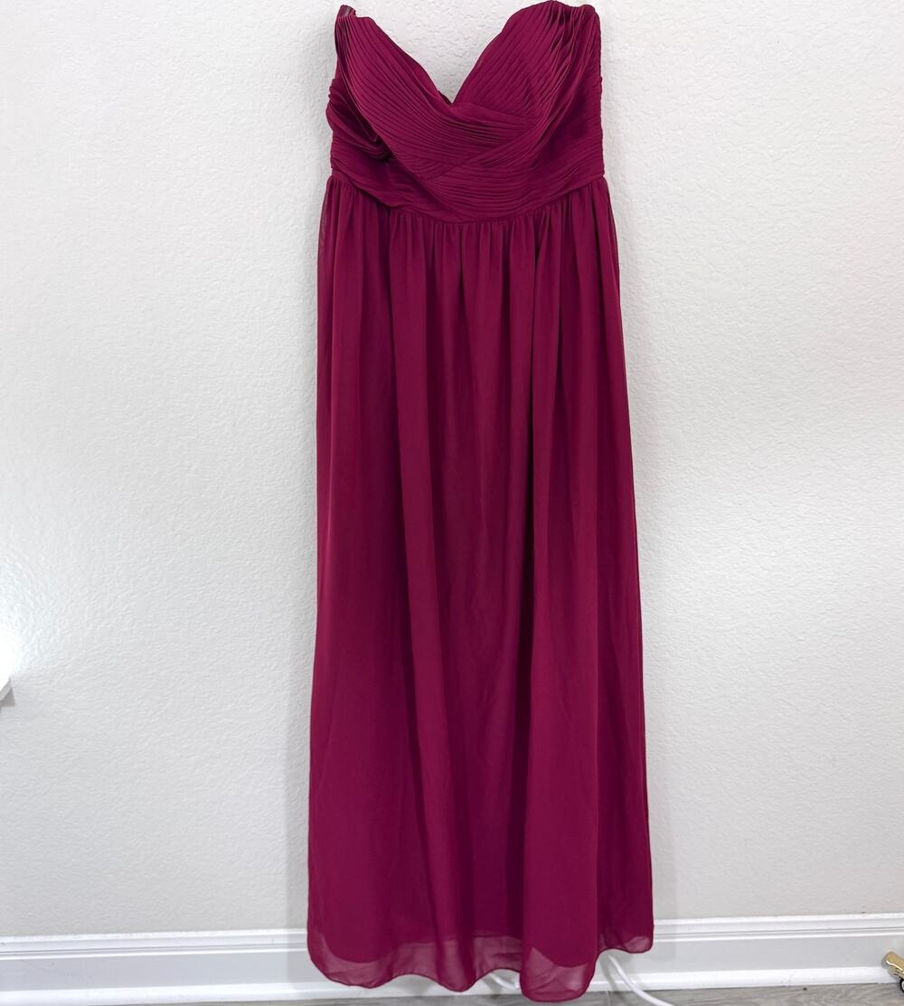 Revelry Womens Kennedy Chiffon Maxi Bridesmaid Dress Size 12 Wedding Marsala Red